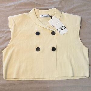 Zara Beige Double-Breasted Vest